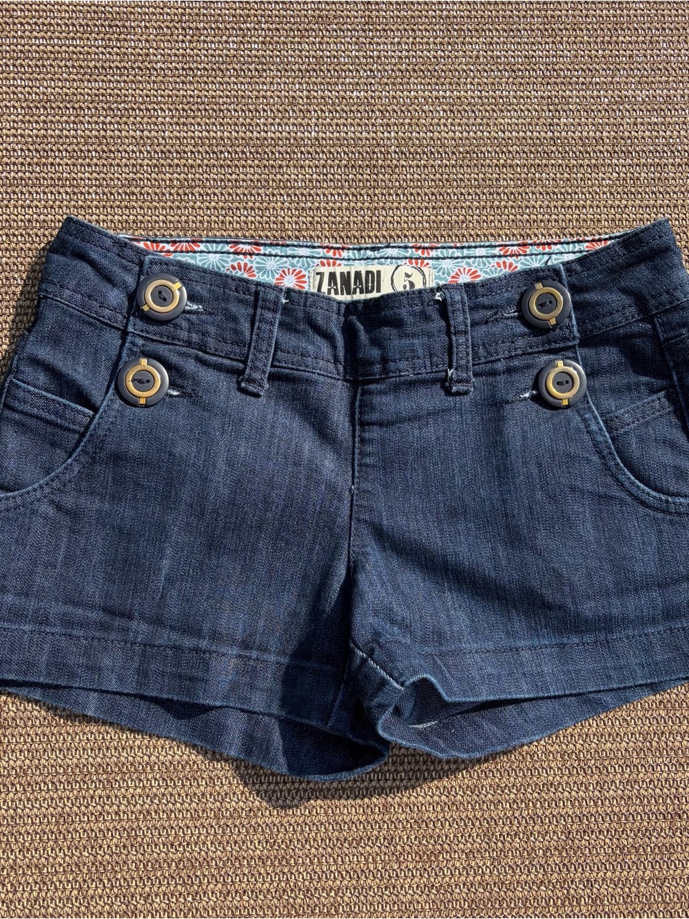 Zanadi Y2K Dark Wash Low Rise Sailor Denim Mini Shorts Size 5